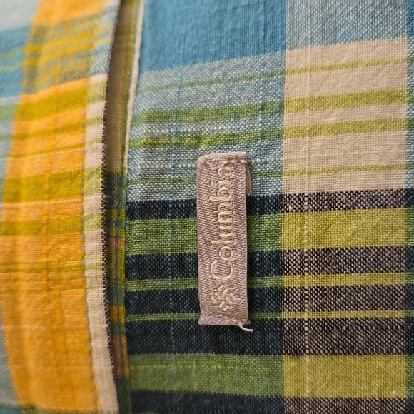 Columbia green and yellow plaid cotton button-down shirt Sz XL - Picture 5 of 10